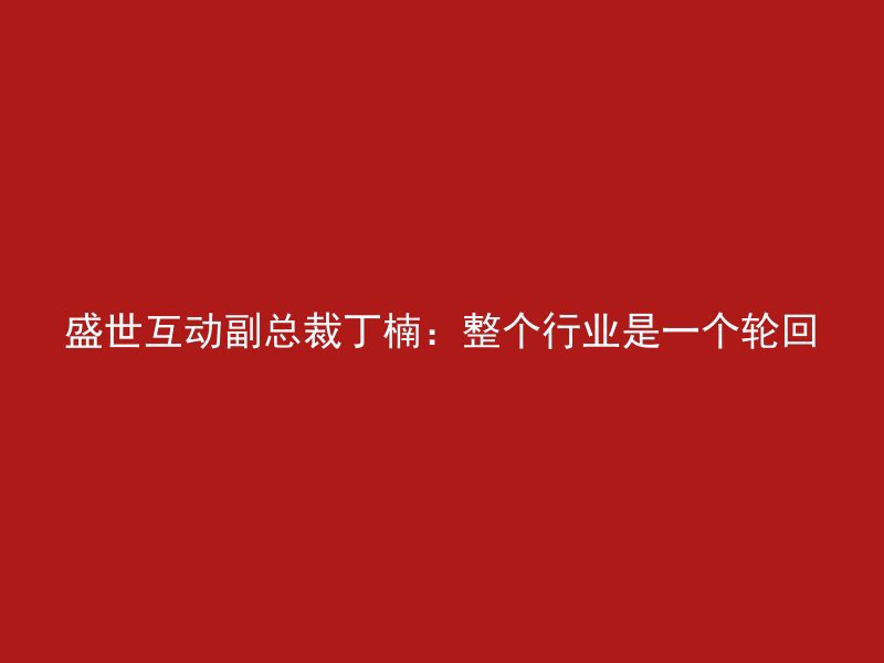 盛世互动副总裁丁楠：整个行业是一个轮回