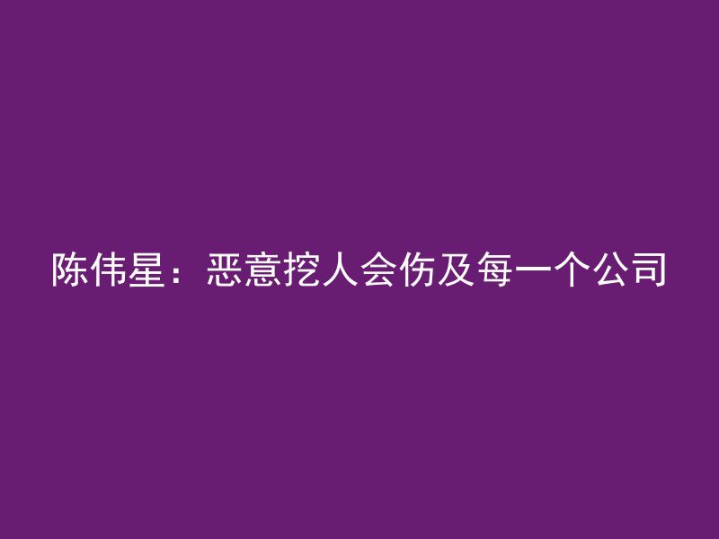 陈伟星：恶意挖人会伤及每一个公司