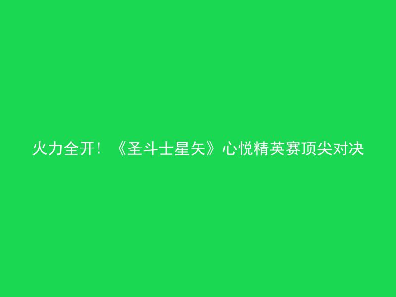 火力全开! 《圣斗士星矢》心悦精英赛顶尖对决