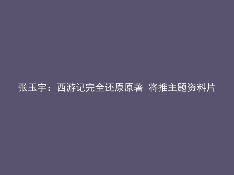 张玉宇：西游记完全还原原著 将推主题资料片