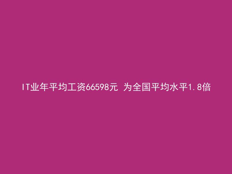 IT业年平均工资66598元 为全国平均水平1.8倍