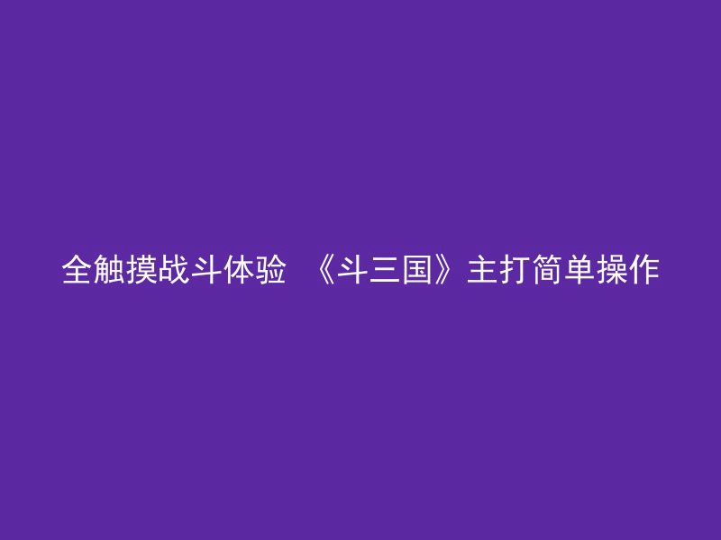 全触摸战斗体验 《斗三国》主打简单操作