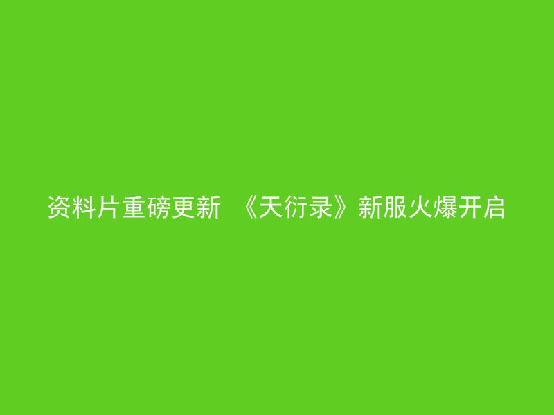 资料片重磅更新 《天衍录》新服火爆开启