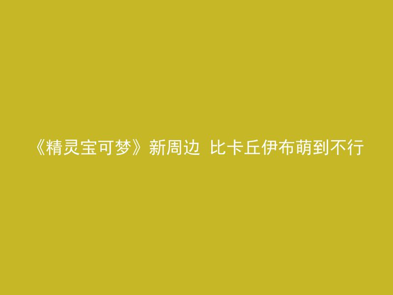 《精灵宝可梦》新周边 比卡丘伊布萌到不行