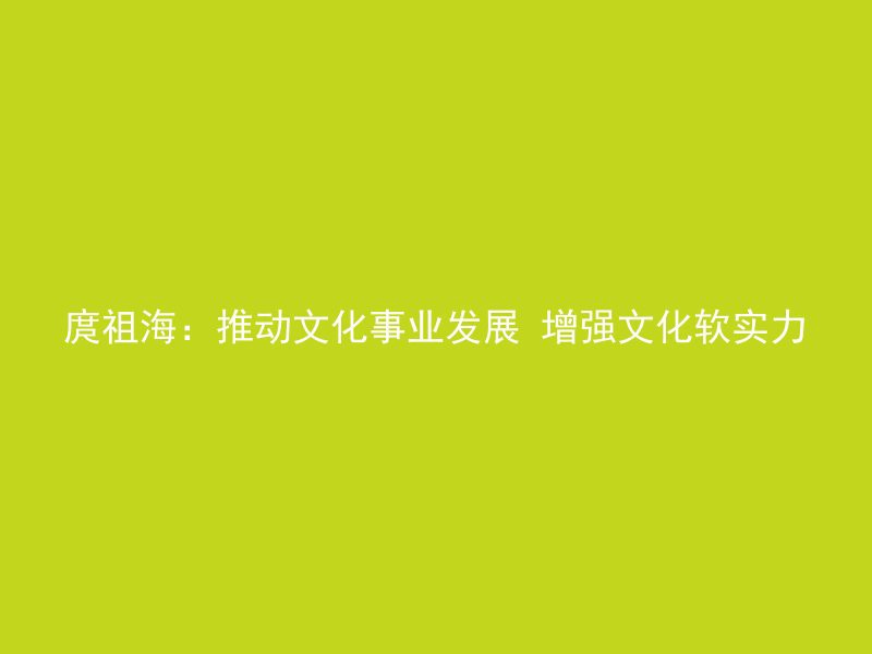 庹祖海：推动文化事业发展 增强文化软实力