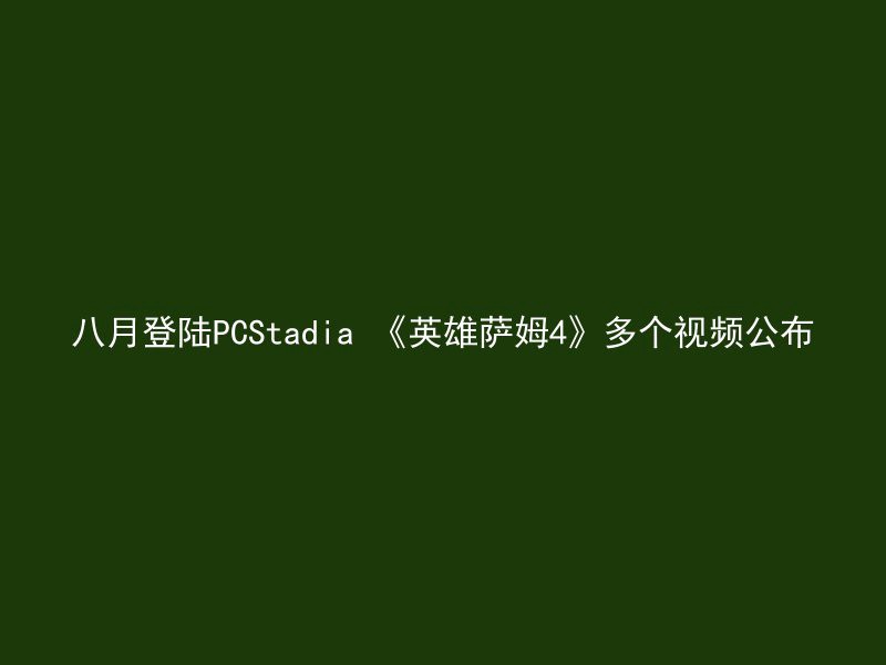 八月登陆PCStadia 《英雄萨姆4》多个视频公布