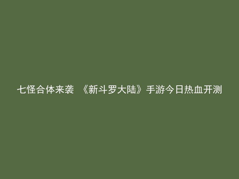 七怪合体来袭 《新斗罗大陆》手游今日热血开测