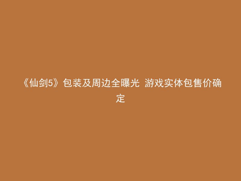 《仙剑5》包装及周边全曝光 游戏实体包售价确定