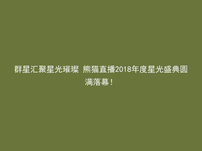 群星汇聚星光璀璨 熊猫直播2018年度星光盛典圆满落幕！