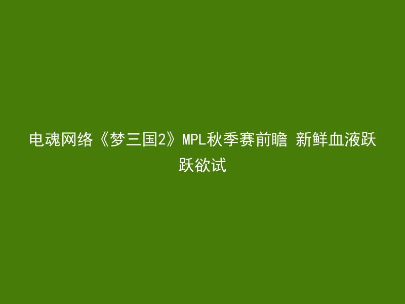 电魂网络《梦三国2》MPL秋季赛前瞻 新鲜血液跃跃欲试