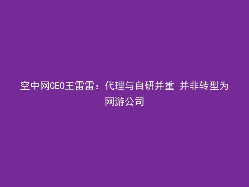 空中网CEO王雷雷：代理与自研并重 并非转型为网游公司