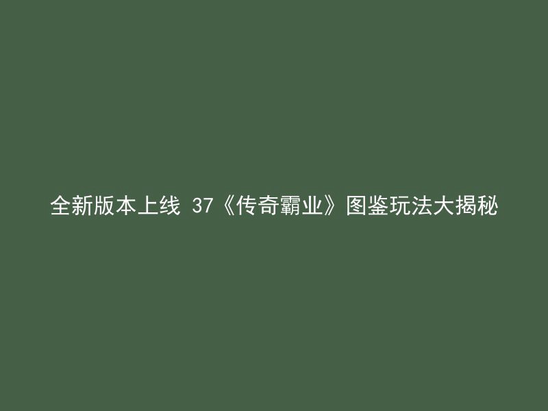 全新版本上线 37《传奇霸业》图鉴玩法大揭秘