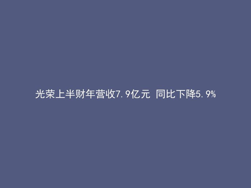 光荣上半财年营收7.9亿元 同比下降5.9%