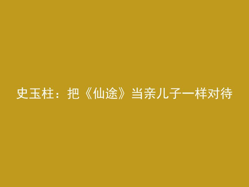 史玉柱：把《仙途》当亲儿子一样对待