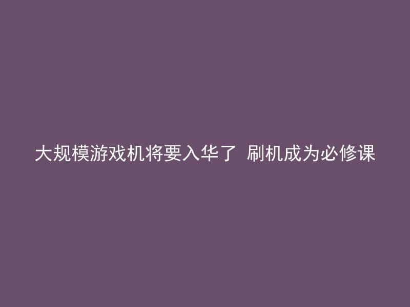 大规模游戏机将要入华了 刷机成为必修课