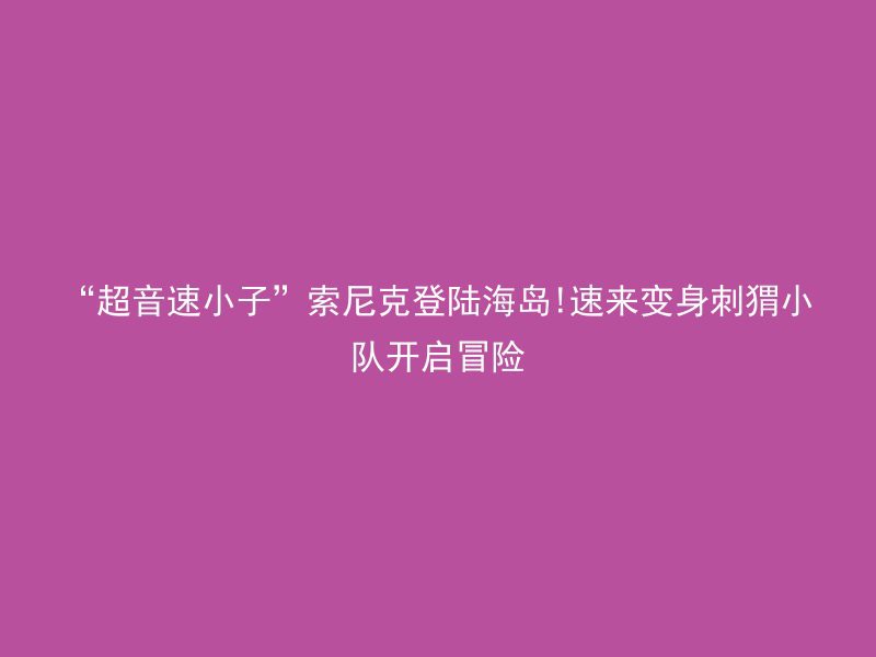 “超音速小子”索尼克登陆海岛!速来变身刺猬小队开启冒险