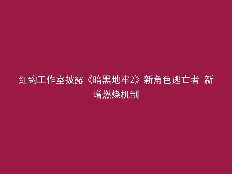 红钩工作室披露《暗黑地牢2》新角色逃亡者 新增燃烧机制