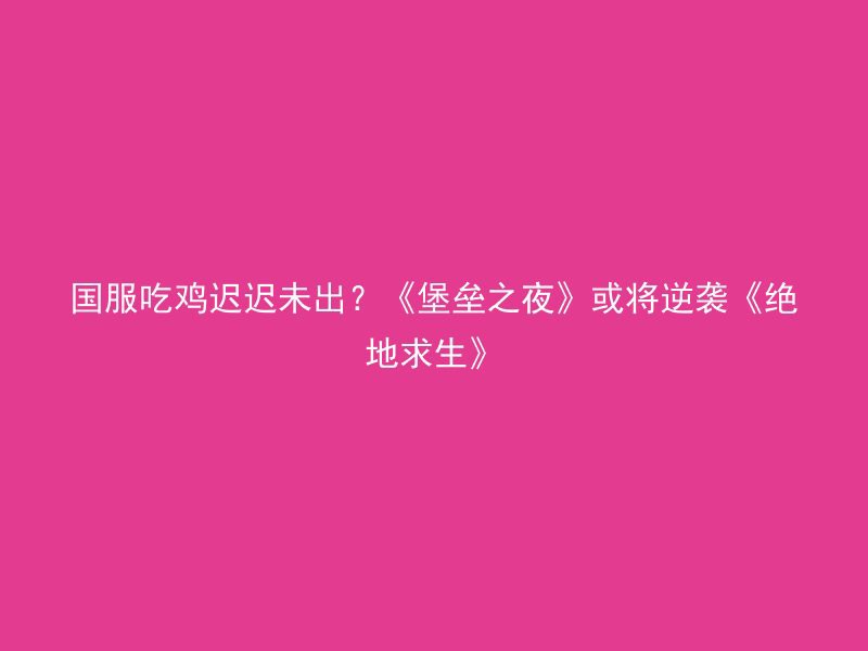 国服吃鸡迟迟未出？《堡垒之夜》或将逆袭《绝地求生》