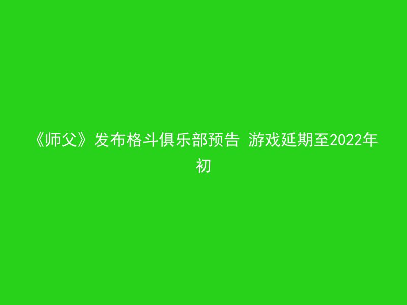 《师父》发布格斗俱乐部预告 游戏延期至2022年初