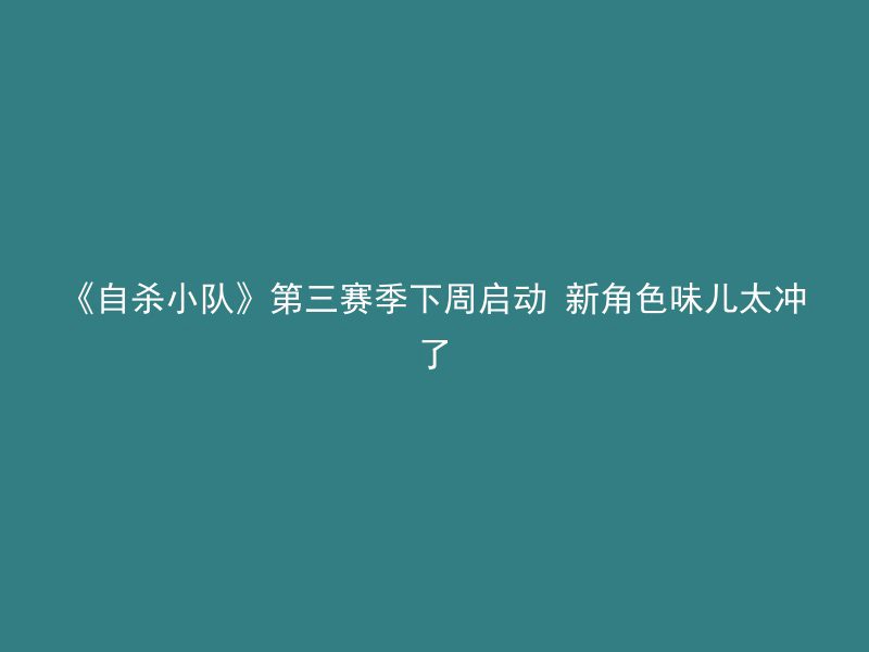 《自杀小队》第三赛季下周启动 新角色味儿太冲了