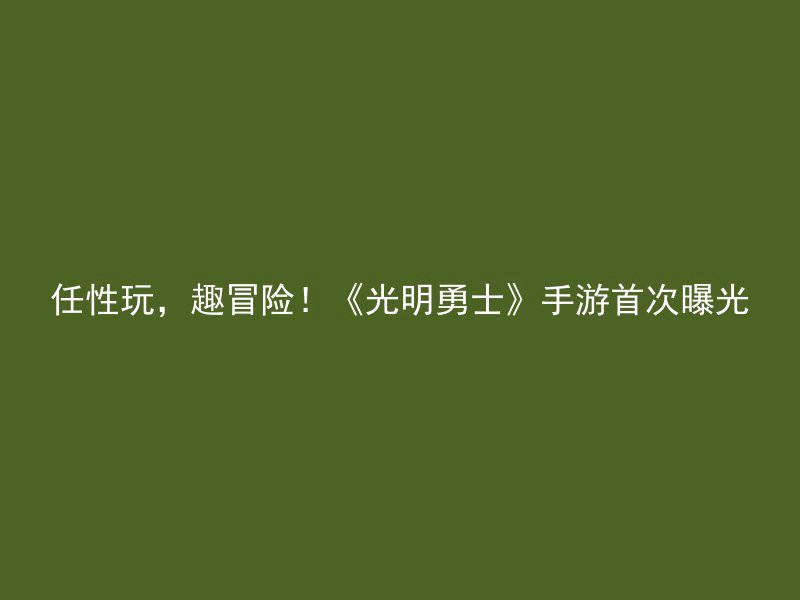 任性玩，趣冒险！《光明勇士》手游首次曝光