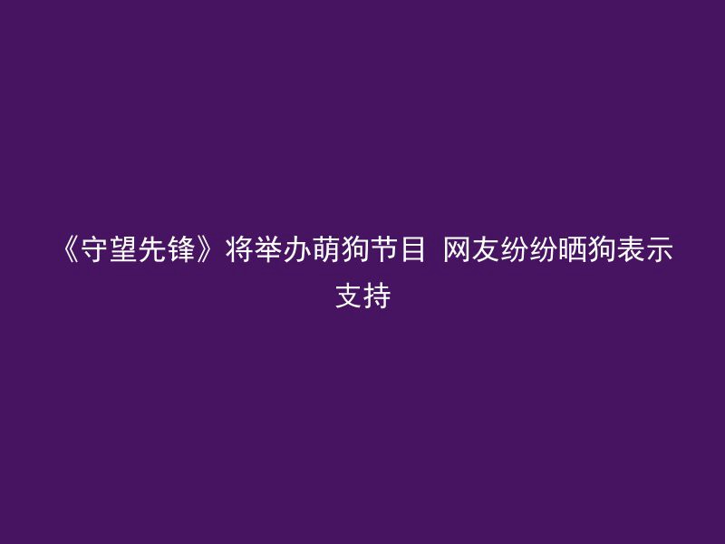 《守望先锋》将举办萌狗节目 网友纷纷晒狗表示支持