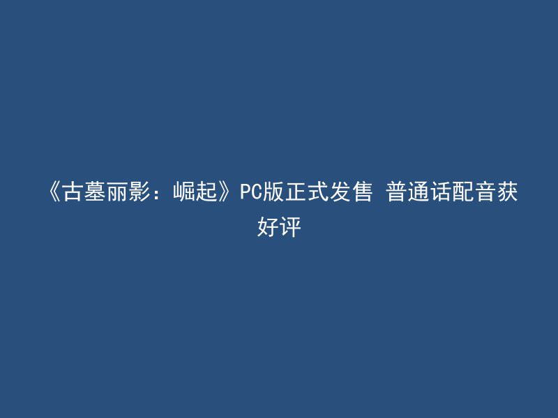 《古墓丽影：崛起》PC版正式发售 普通话配音获好评