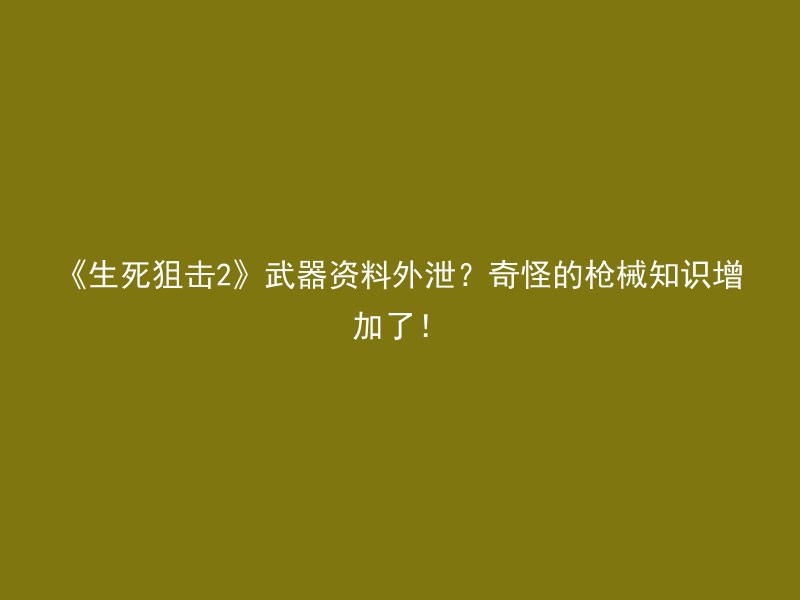 《生死狙击2》武器资料外泄？奇怪的枪械知识增加了！