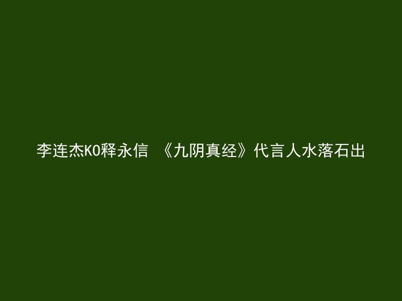 李连杰KO释永信 《九阴真经》代言人水落石出