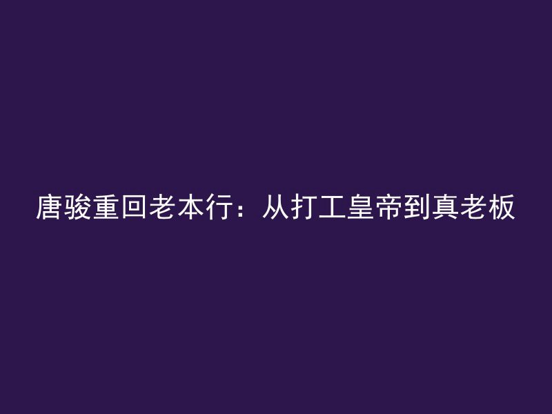 唐骏重回老本行：从打工皇帝到真老板