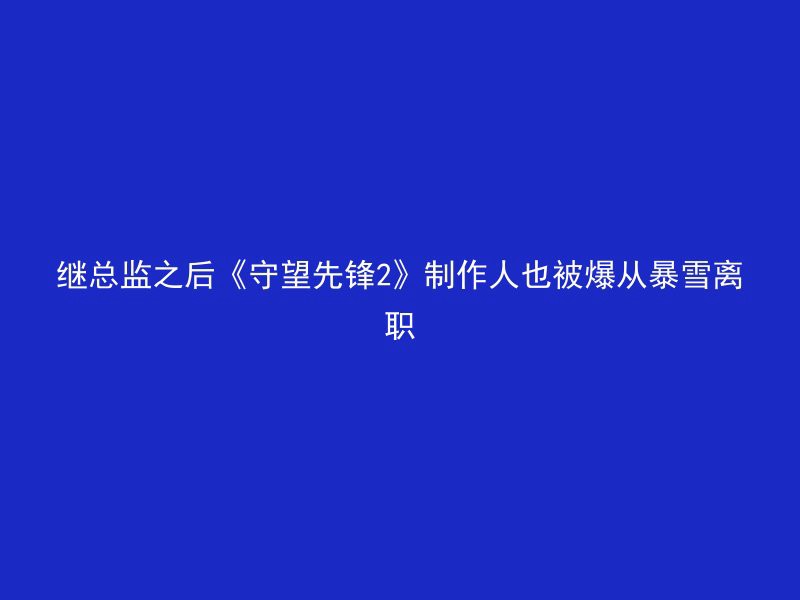 继总监之后《守望先锋2》制作人也被爆从暴雪离职