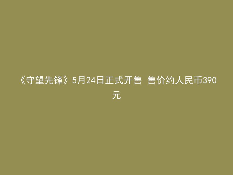 《守望先锋》5月24日正式开售 售价约人民币390元