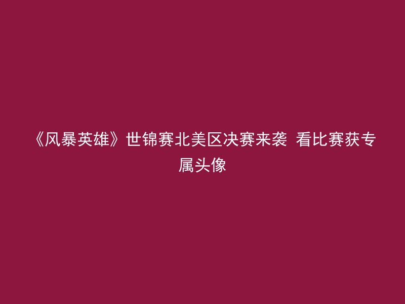 《风暴英雄》世锦赛北美区决赛来袭 看比赛获专属头像