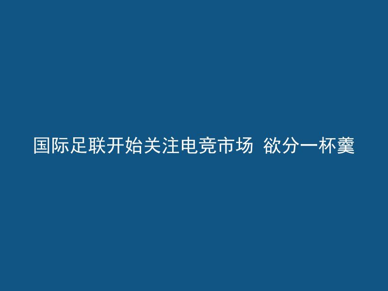 国际足联开始关注电竞市场 欲分一杯羹