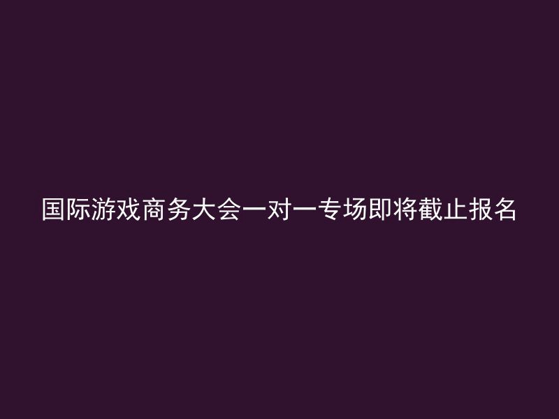 国际游戏商务大会一对一专场即将截止报名