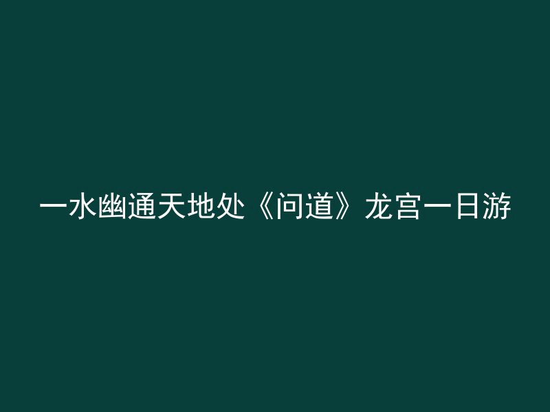 一水幽通天地处《问道》龙宫一日游