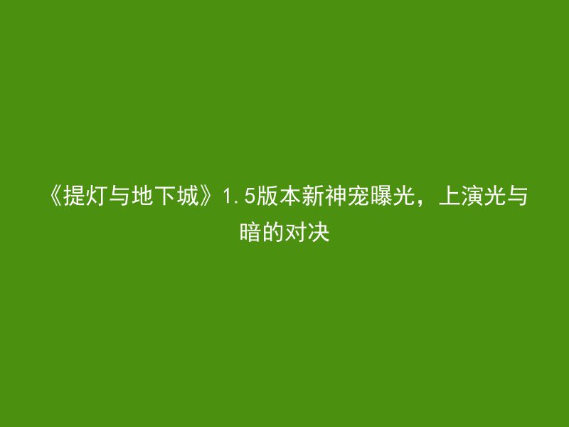 《提灯与地下城》1.5版本新神宠曝光，上演光与暗的对决