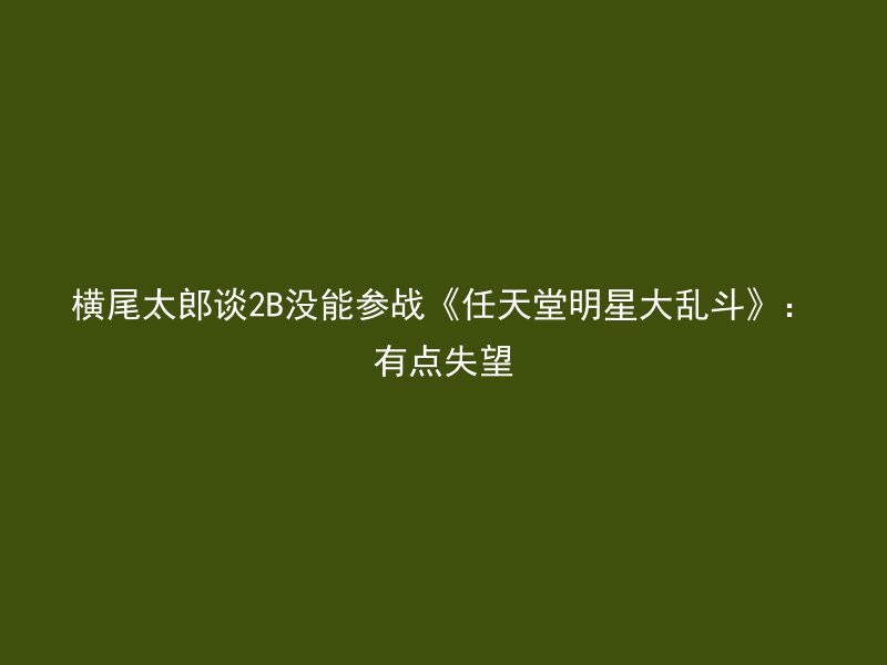 横尾太郎谈2B没能参战《任天堂明星大乱斗》：有点失望