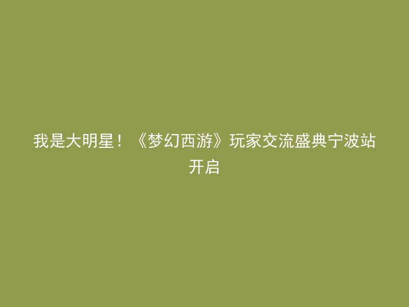 我是大明星！《梦幻西游》玩家交流盛典宁波站开启