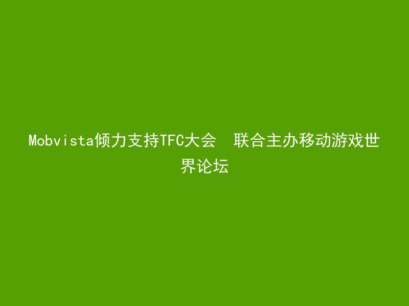 Mobvista倾力支持TFC大会  联合主办移动游戏世界论坛