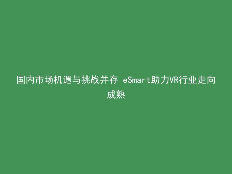 国内市场机遇与挑战并存 eSmart助力VR行业走向成熟