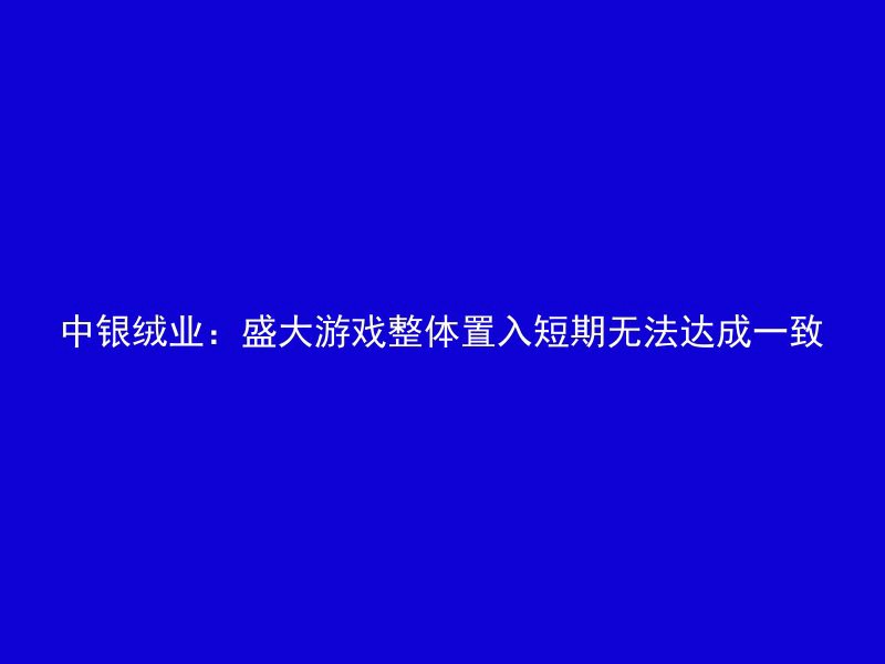 中银绒业：盛大游戏整体置入短期无法达成一致