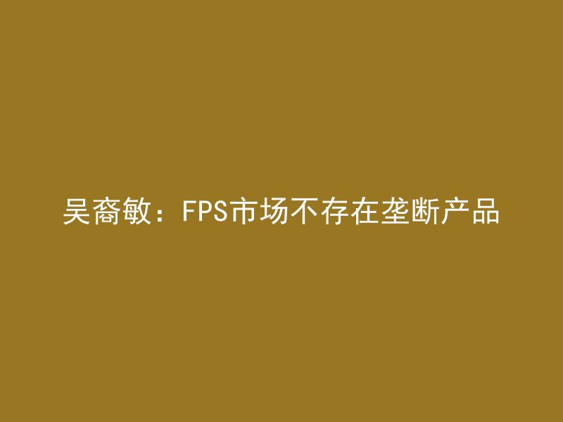 吴裔敏：FPS市场不存在垄断产品