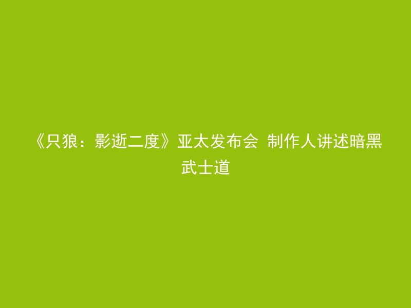 《只狼：影逝二度》亚太发布会 制作人讲述暗黑武士道