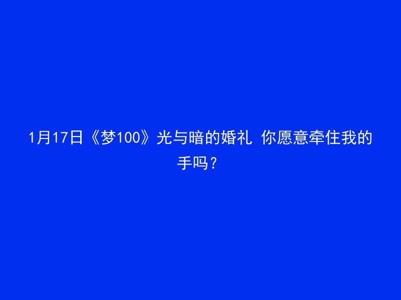 1月17日《梦100》光与暗的婚礼 你愿意牵住我的手吗？