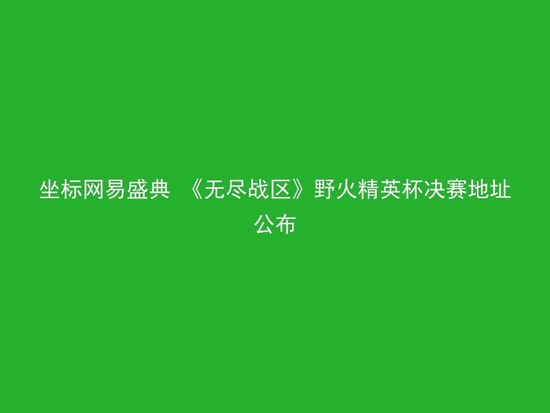 坐标网易盛典 《无尽战区》野火精英杯决赛地址公布