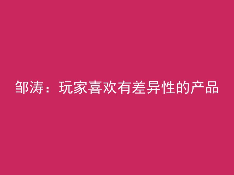 邹涛：玩家喜欢有差异性的产品