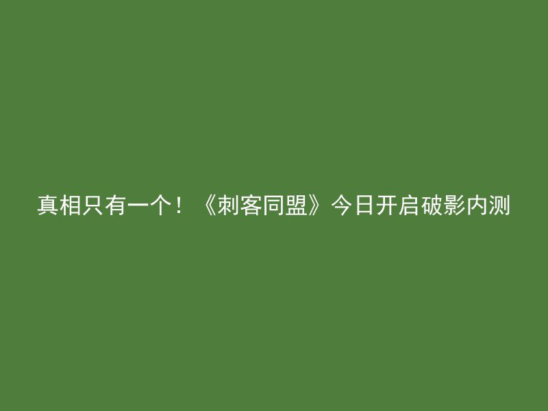 真相只有一个！《刺客同盟》今日开启破影内测