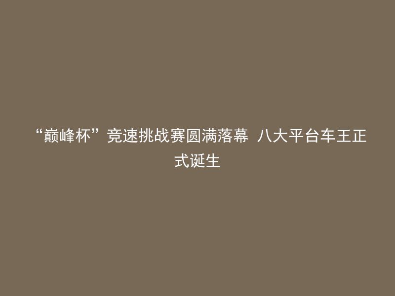 “巅峰杯”竞速挑战赛圆满落幕 八大平台车王正式诞生