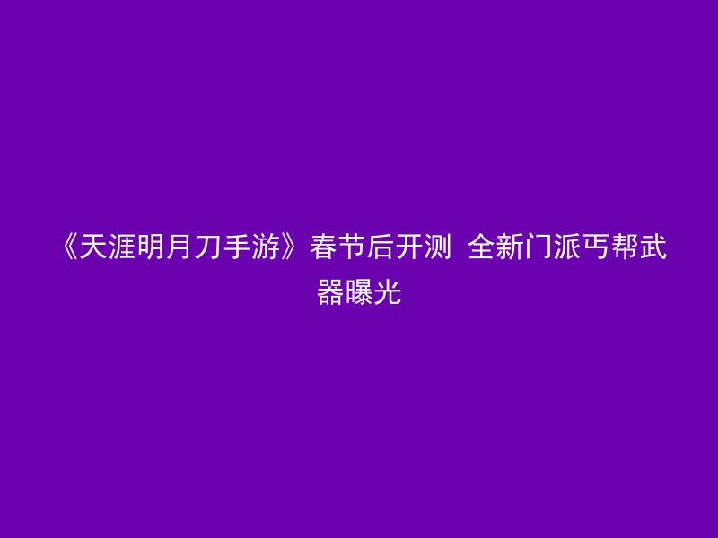 《天涯明月刀手游》春节后开测 全新门派丐帮武器曝光